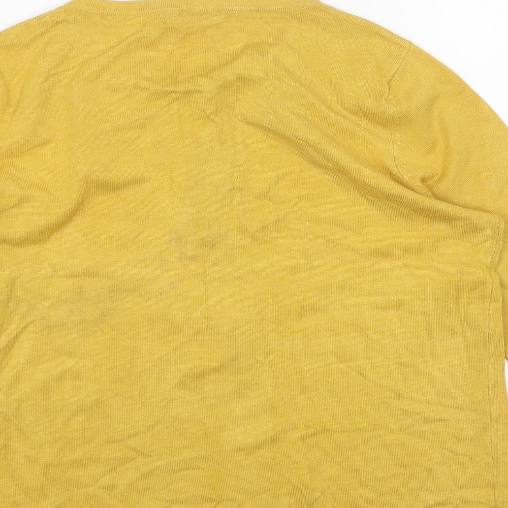 M&Co Womens Yellow Scoop Neck Viscose Full Zip Jumper Size 12