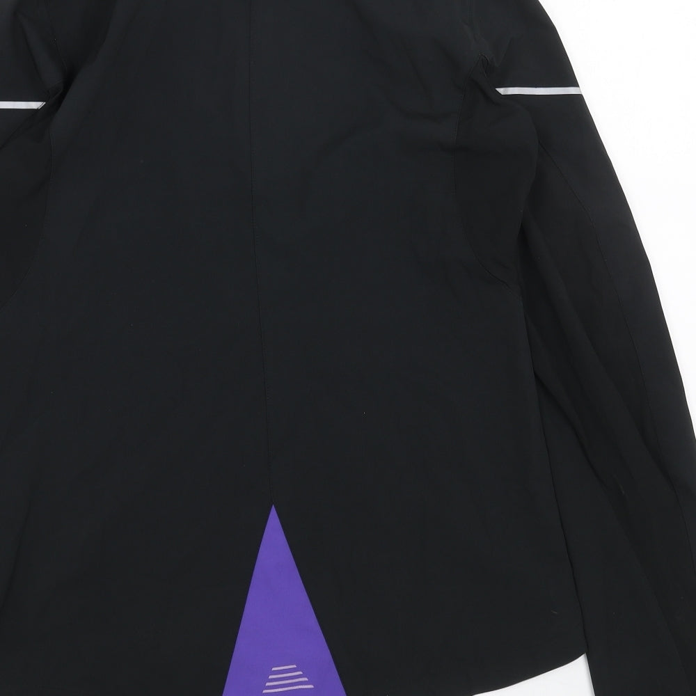 Preworn Womens Black Striped Windbreaker Jacket Size S Zip