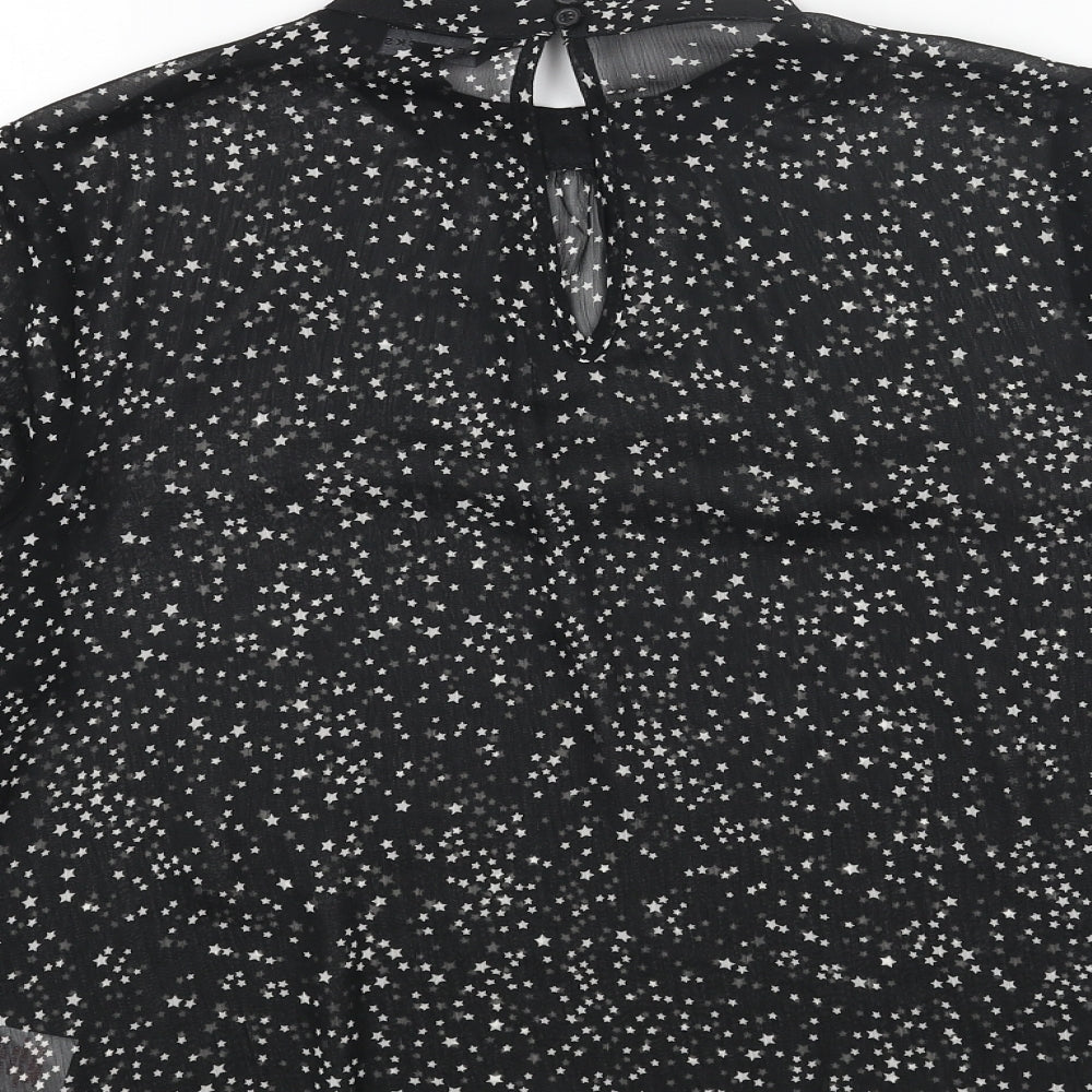 Dorothy Perkins Womens Black Geometric Polyester Basic Blouse Size 10 Mock Neck - Star Print