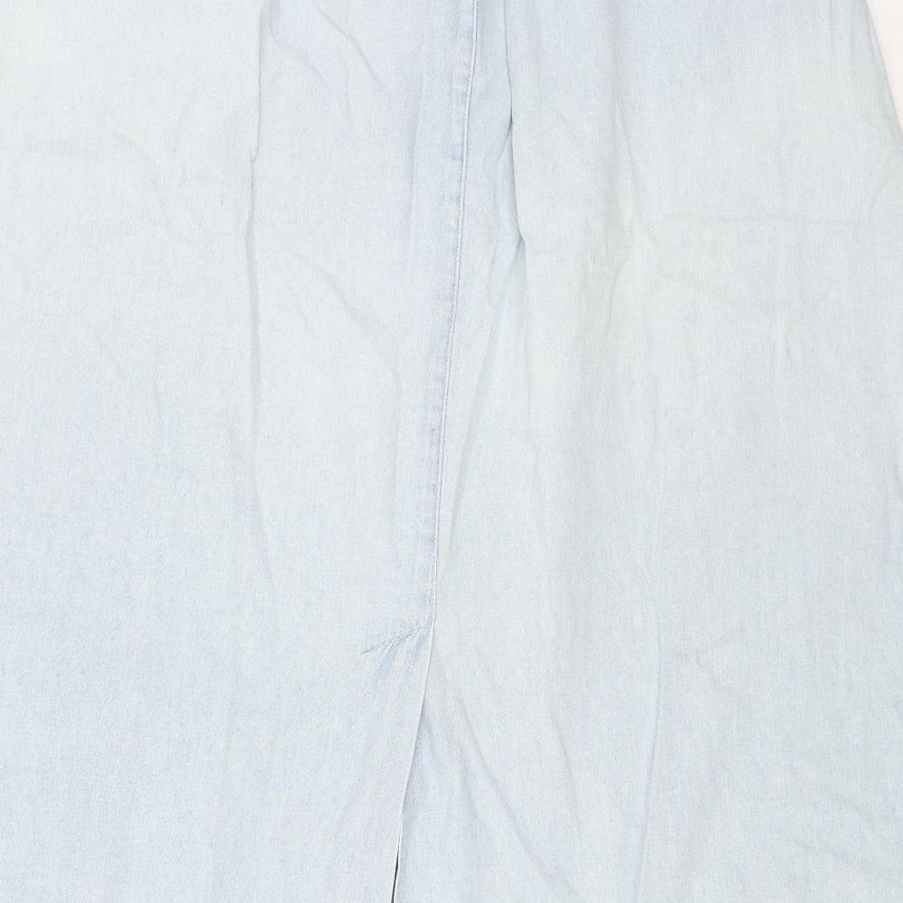 Preworn Womens Blue Cotton Swing Skirt Size 32 in Button