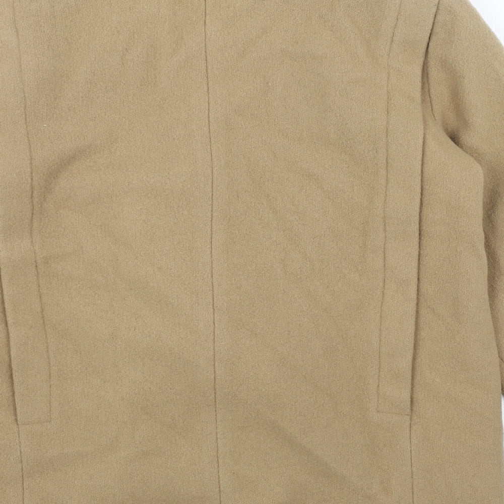 Preworn Womens Beige Pea Coat Jacket Size 10 Button