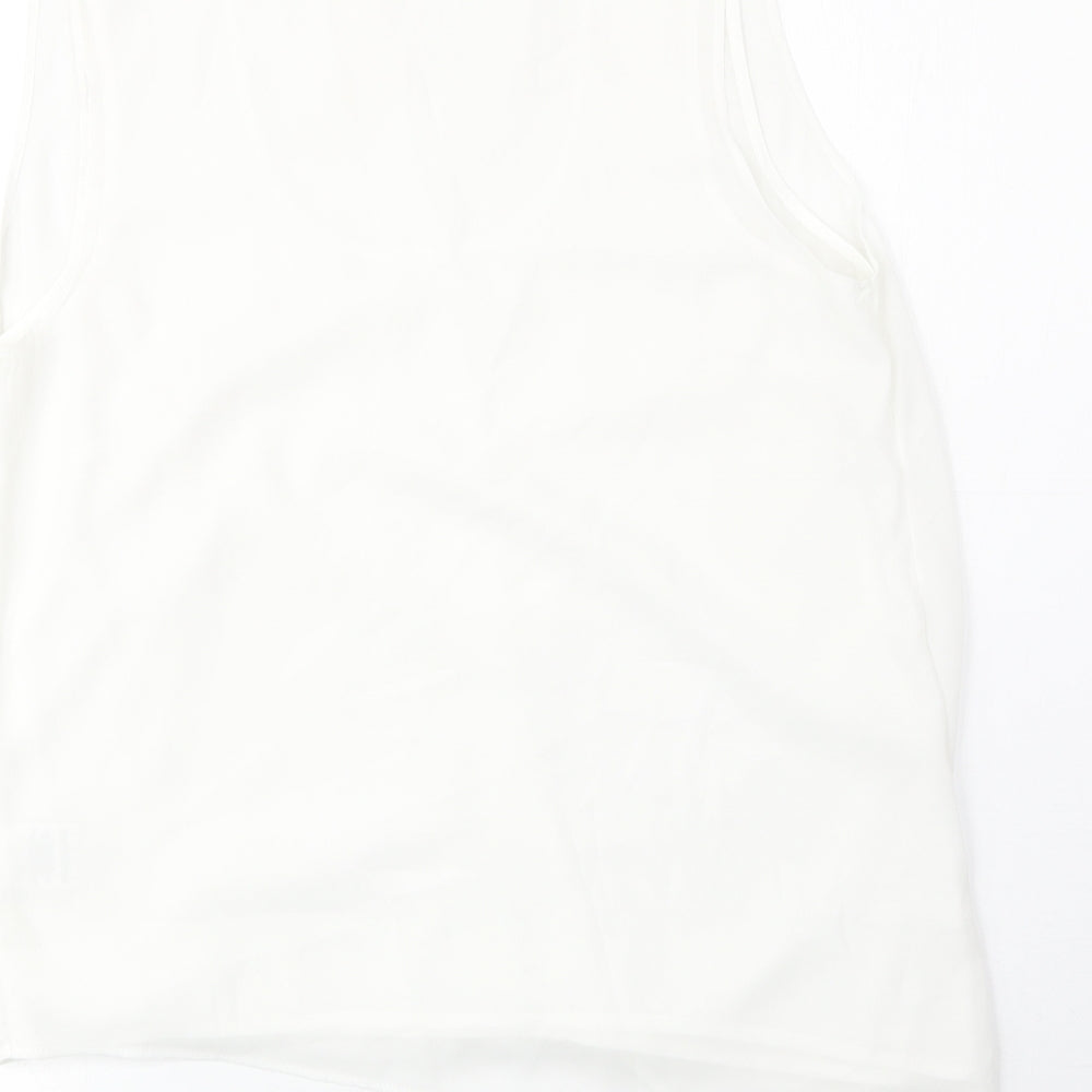 Decjuba Womens White Polyester Basic Tank Size 10 V-Neck