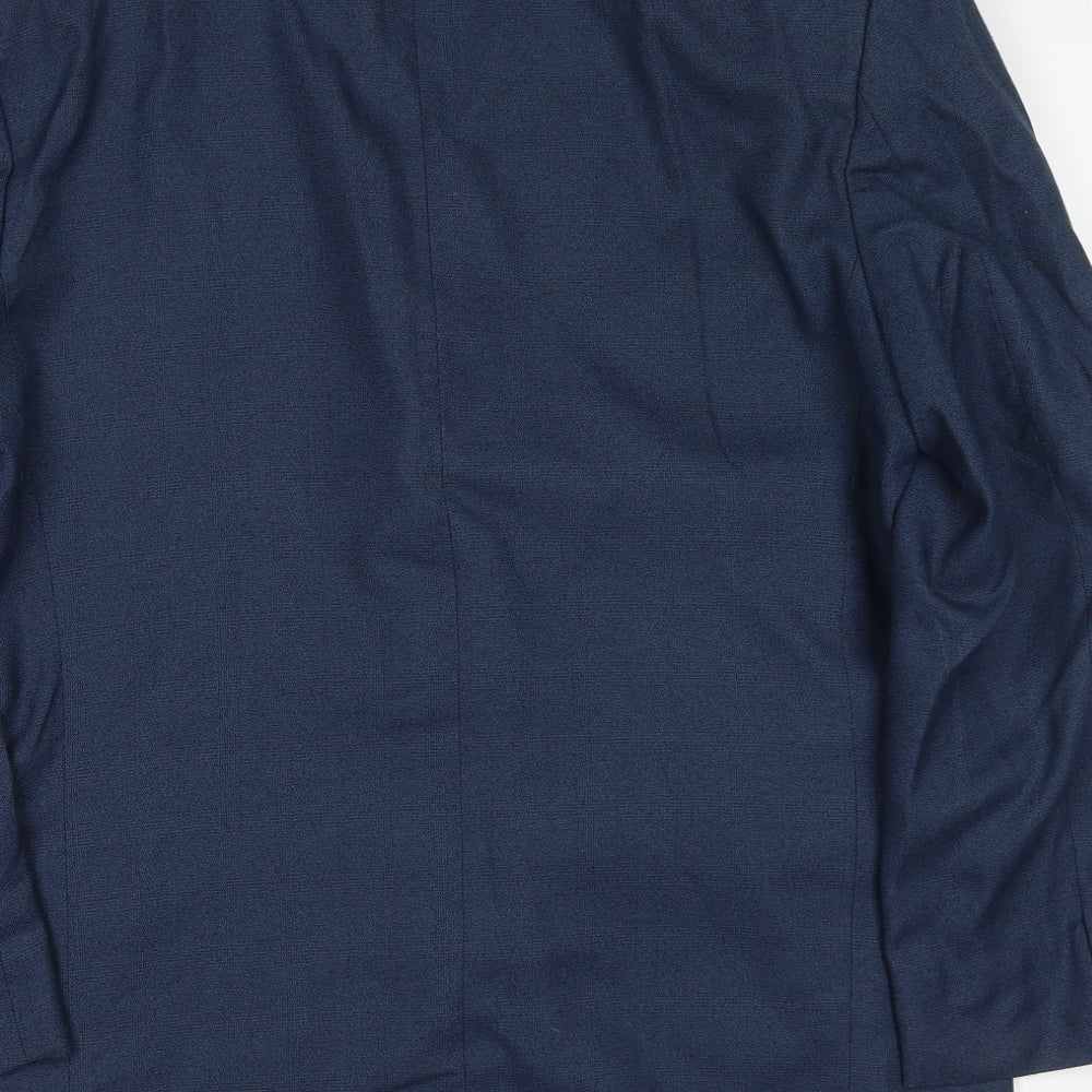 Preworn Mens Blue Polyester Jacket Blazer Size 42 Regular