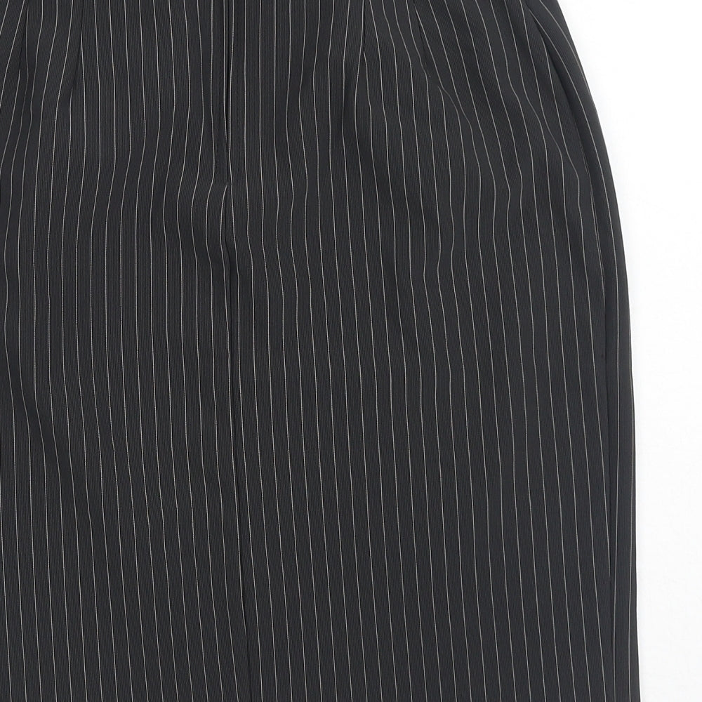Preworn Womens Black Striped Polyester Straight & Pencil Skirt Size 26 in Zip