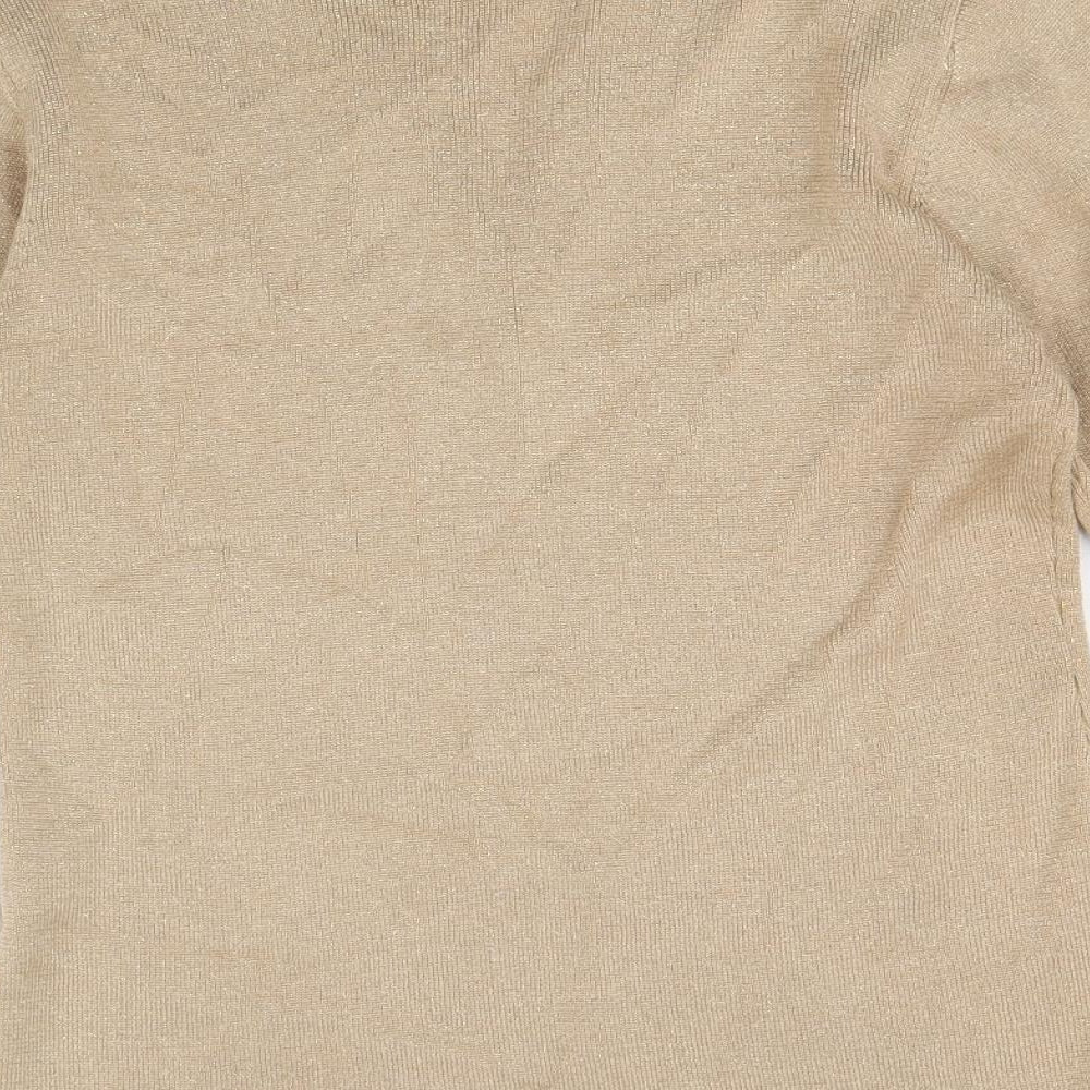 Emreco Womens Gold Collared Cotton Cardigan Jumper Size 8
