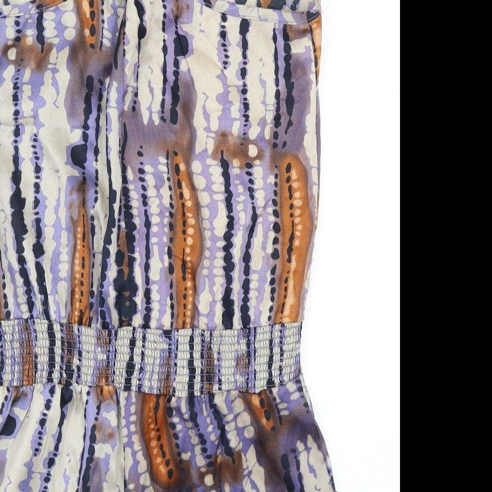 Vertigo Womens Multicoloured Geometric Polyester Playsuit One-Piece Size XS Zip