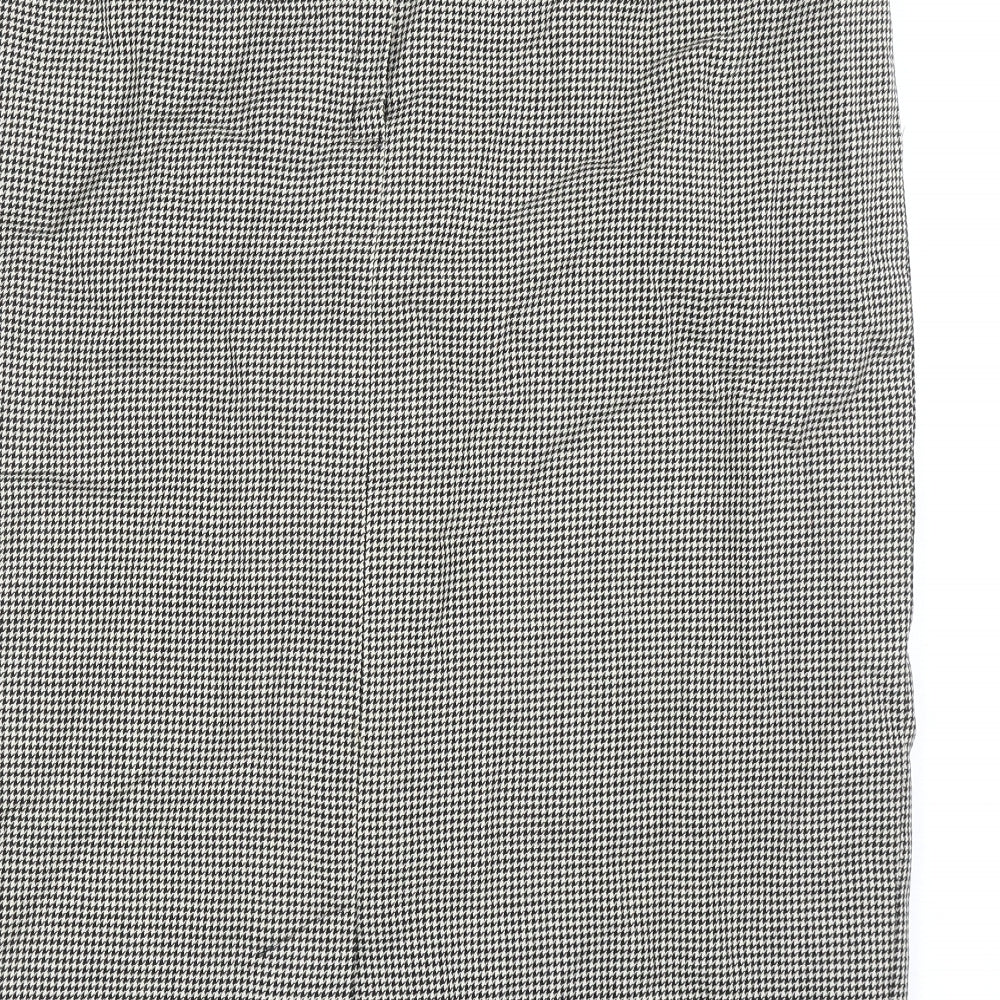 Preworn Womens Grey Plaid Polyester Straight & Pencil Skirt Size 41 in Zip
