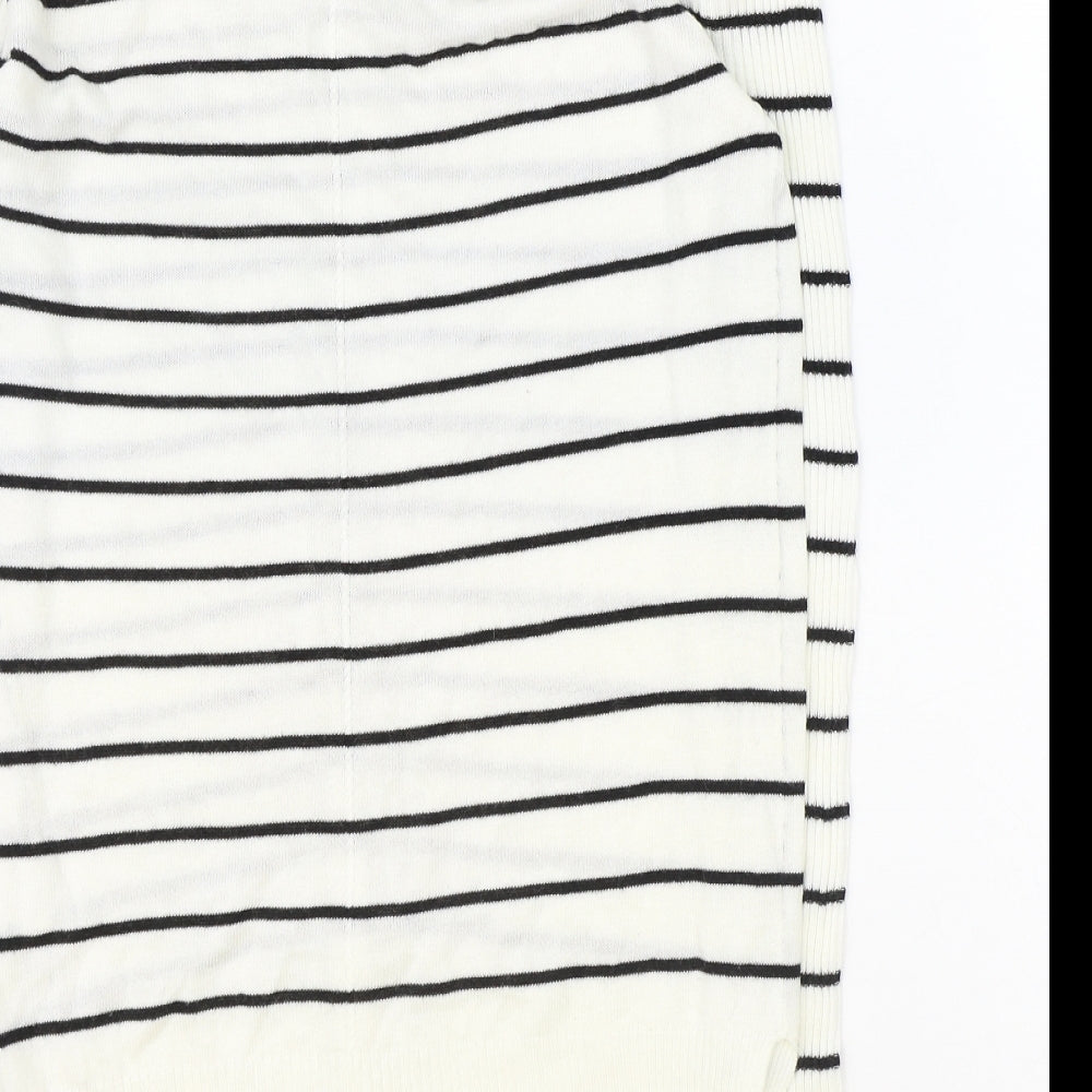 Atmosphere Womens Ivory V-Neck Striped Acrylic Pullover Jumper Size 4
