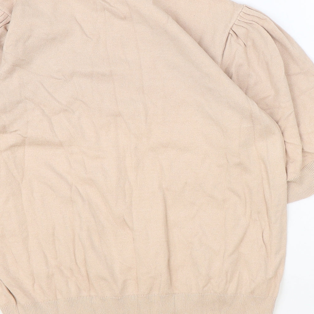 Oasis Womens Pink Floral Viscose Basic Blouse Size L Round Neck