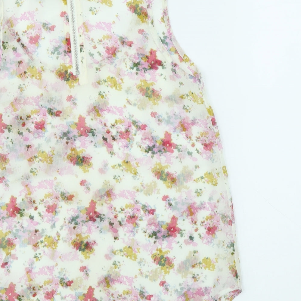 Glamourous Womens Multicoloured Floral Polyester Basic Blouse Size 8 Round Neck