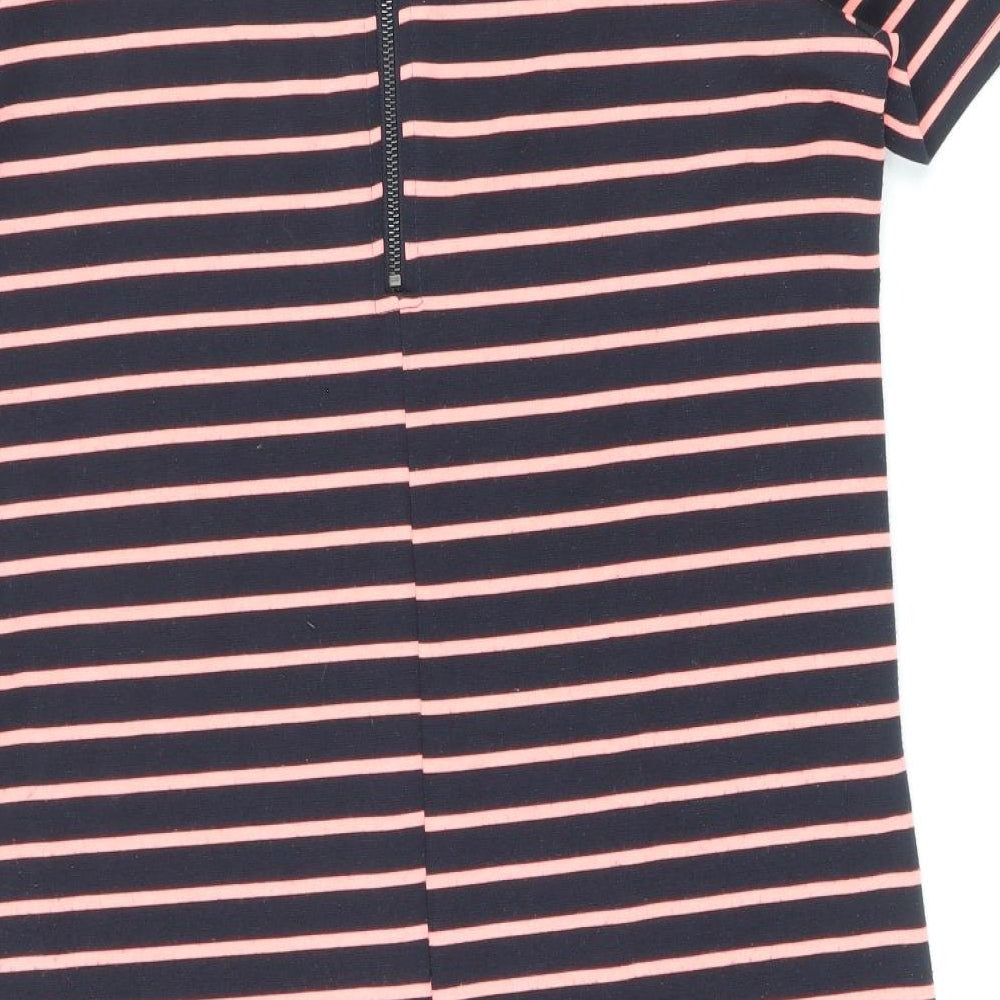 VILA Womens Blue Striped Polyester T-Shirt Dress Size M Round Neck Zip