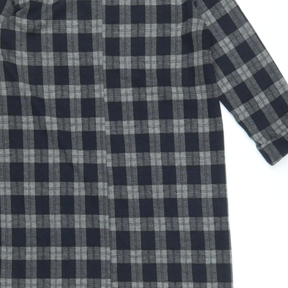 Primark Womens Grey Check Polyester Sheath Size 12 Round Neck Pullover