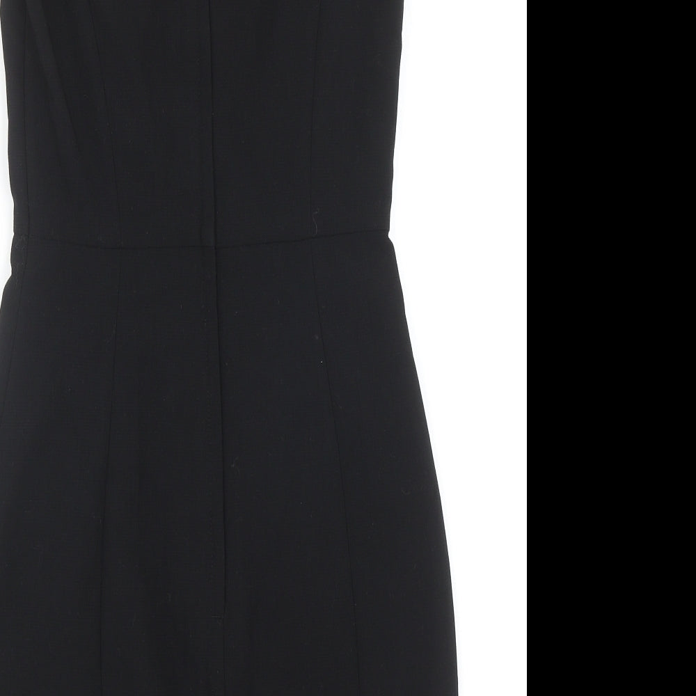 H&M Womens Black Polyester A-Line Size 8 Round Neck Zip