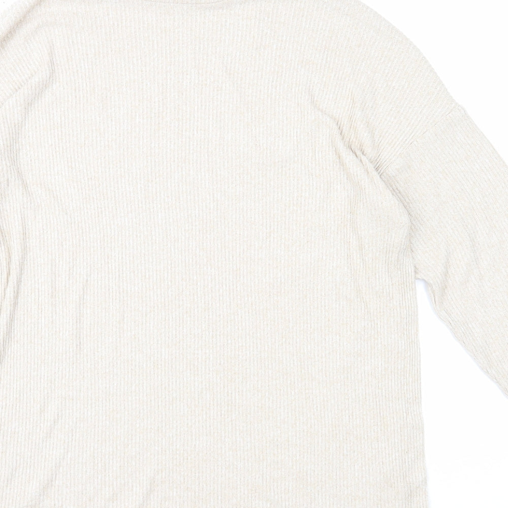 H&M Womens Beige Roll Neck Acrylic Pullover Jumper Size S
