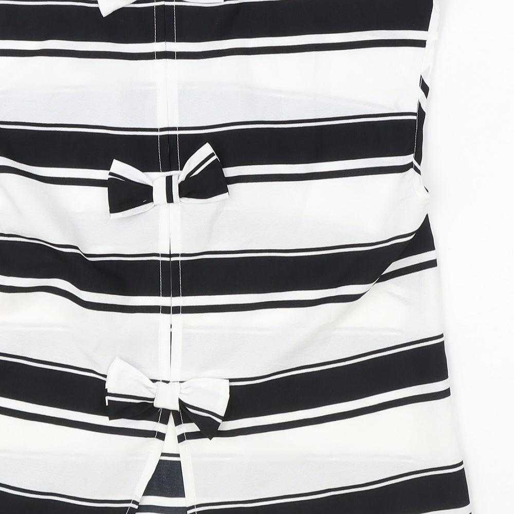 Atmosphere Womens Black Striped Polyester Basic Blouse Size 10 Scoop Neck