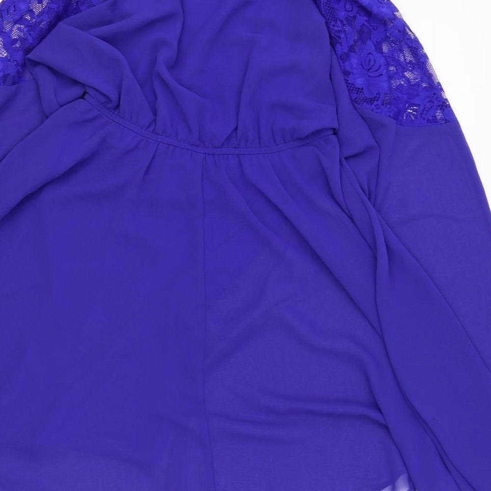 ASOS Womens Blue Polyester Skater Dress Size 6 Round Neck Pullover