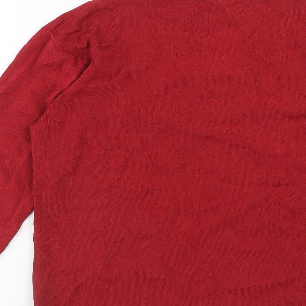 Angelina Womens Red Round Neck Acrylic Pullover Jumper Size S