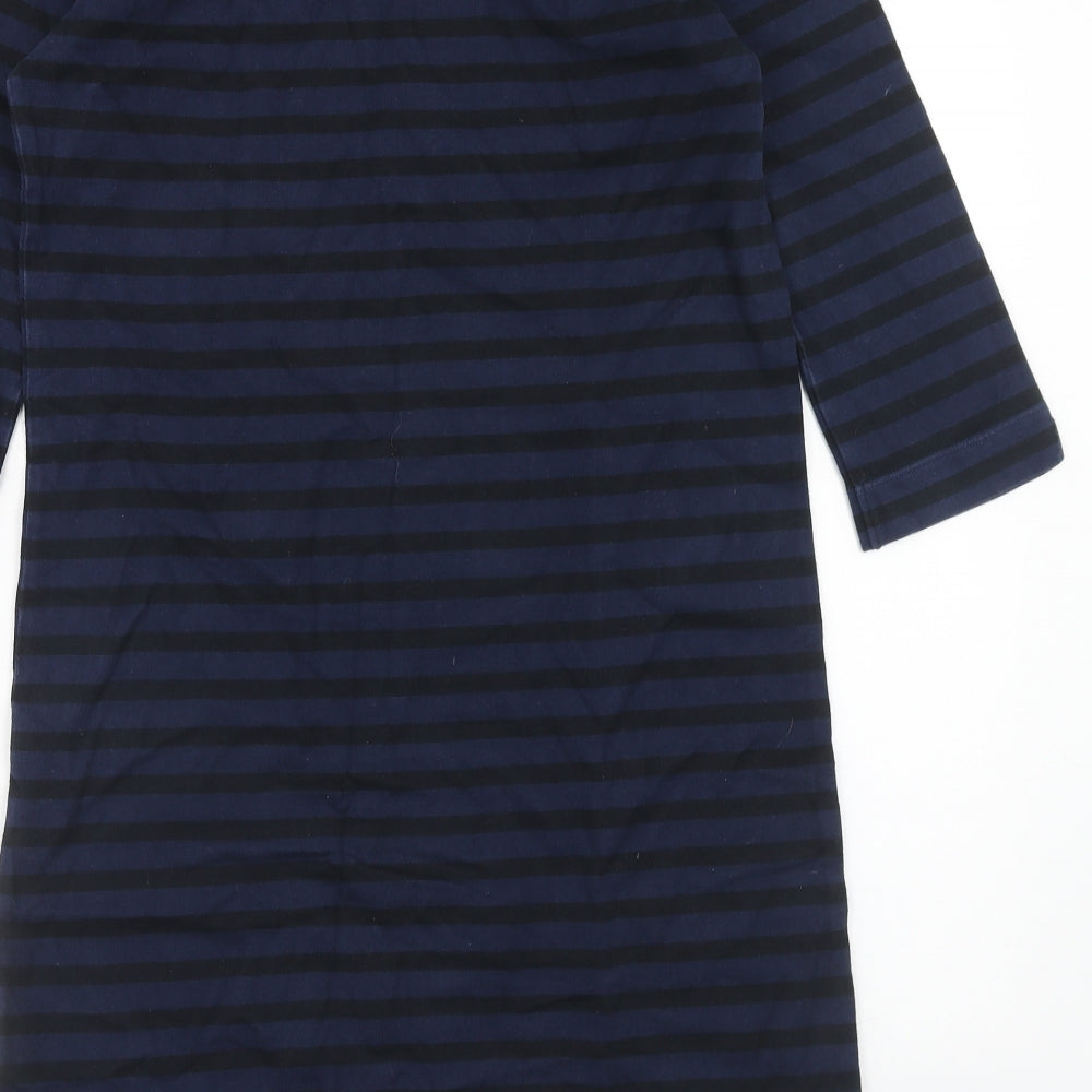 Uniqlo Womens Blue Striped Cotton Shift Size S Round Neck Pullover