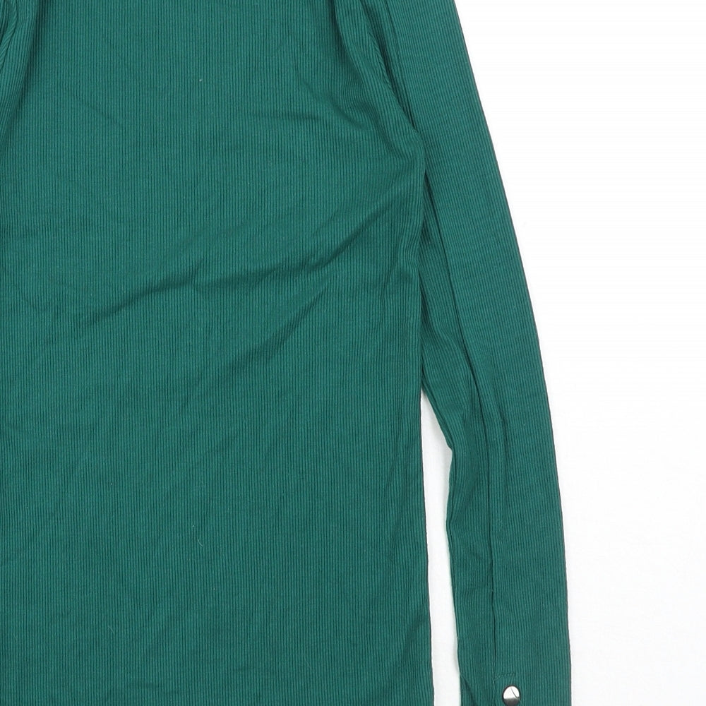 Stradivarius Womens Green Polyester Basic Blouse Size S Boat Neck - Ribbed