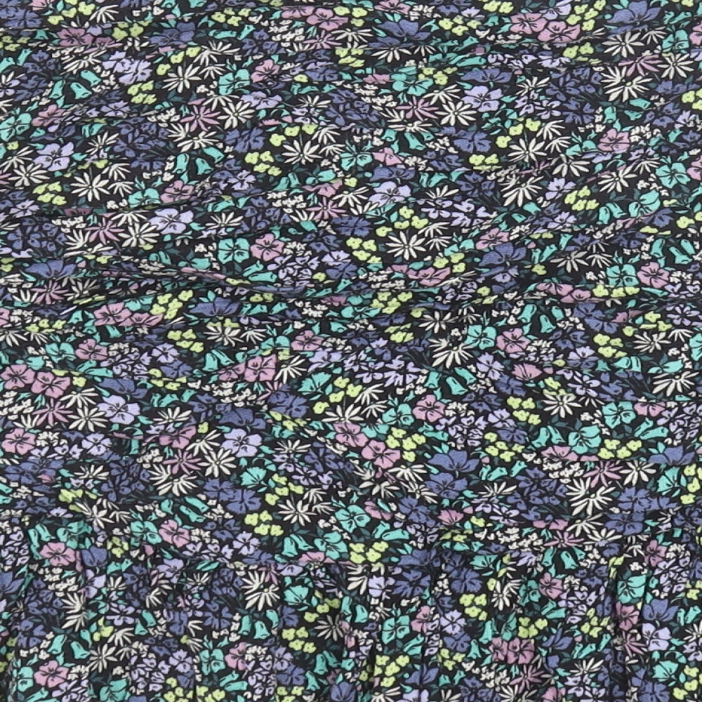 Marks and Spencer Girls Multicoloured Floral Viscose A-Line Skirt Size 12-13 Years Regular Zip