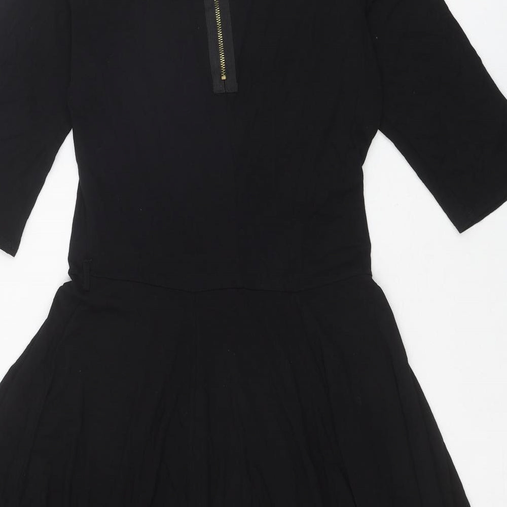 Apricot Womens Black Viscose Trapeze & Swing Size S Boat Neck Zip