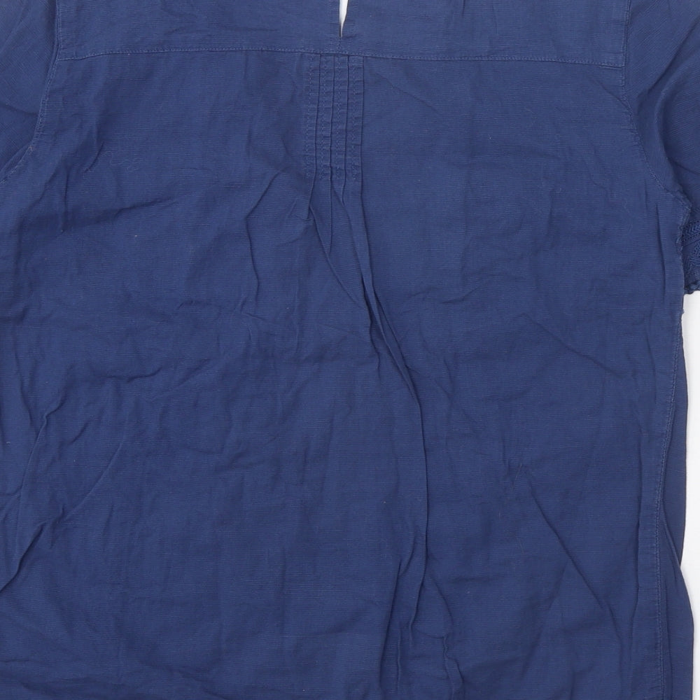 NEXT Womens Blue 100% Cotton Basic Blouse Size 6 Round Neck