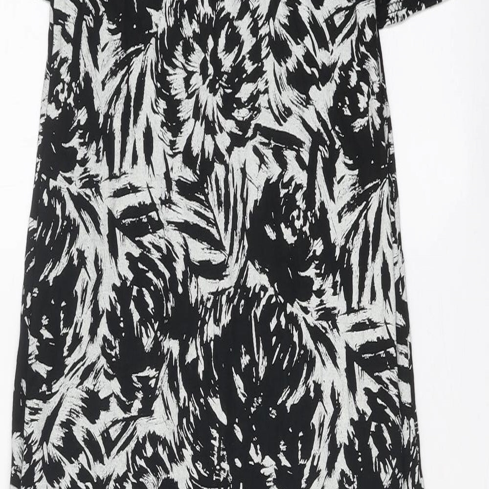 Select Womens Black Floral Viscose Fit & Flare Size 8 Round Neck Pullover