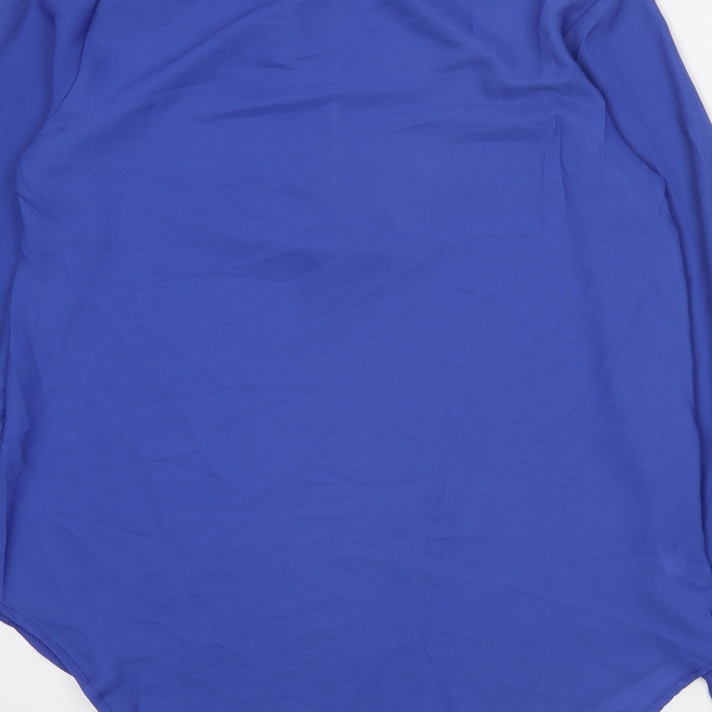 Preworn Womens Blue Polyester Basic Blouse Size XL V-Neck