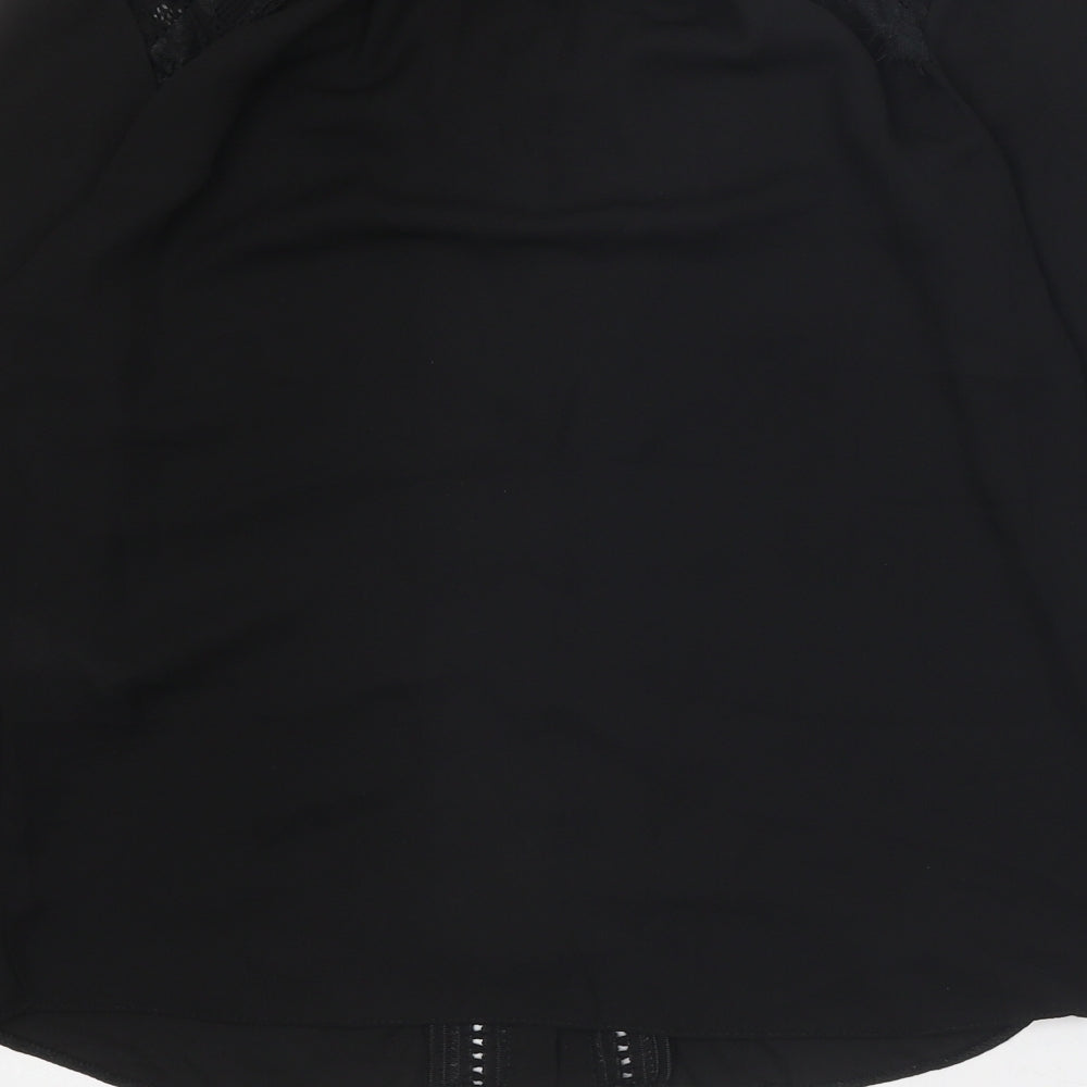 Dorothy Perkins Womens Black Polyester Basic Button-Up Size 10 Mock Neck