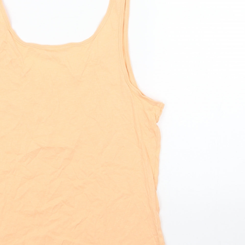 PEP&CO Womens Orange Cotton Basic Tank Size M Scoop Neck