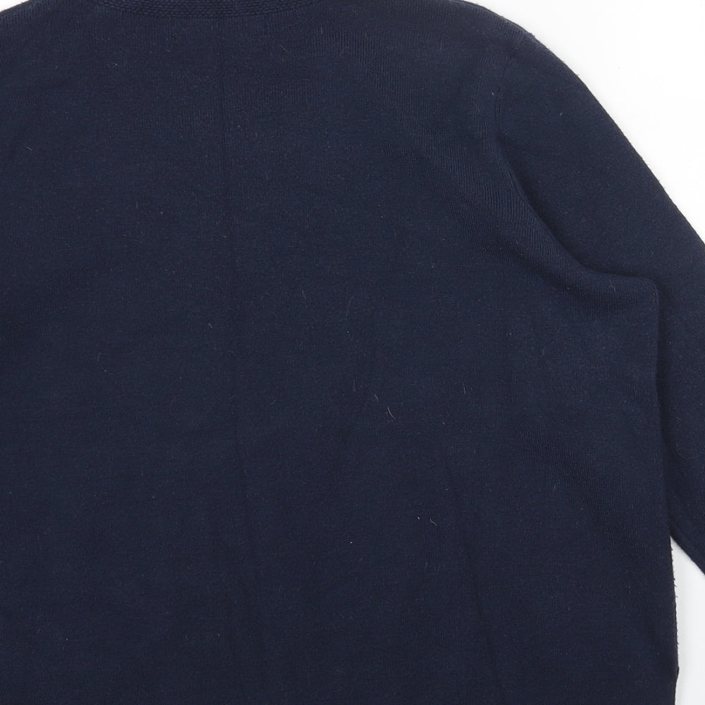 Marks & Spencer Womens Blue Mock Neck Acrylic Pullover Jumper Size 14
