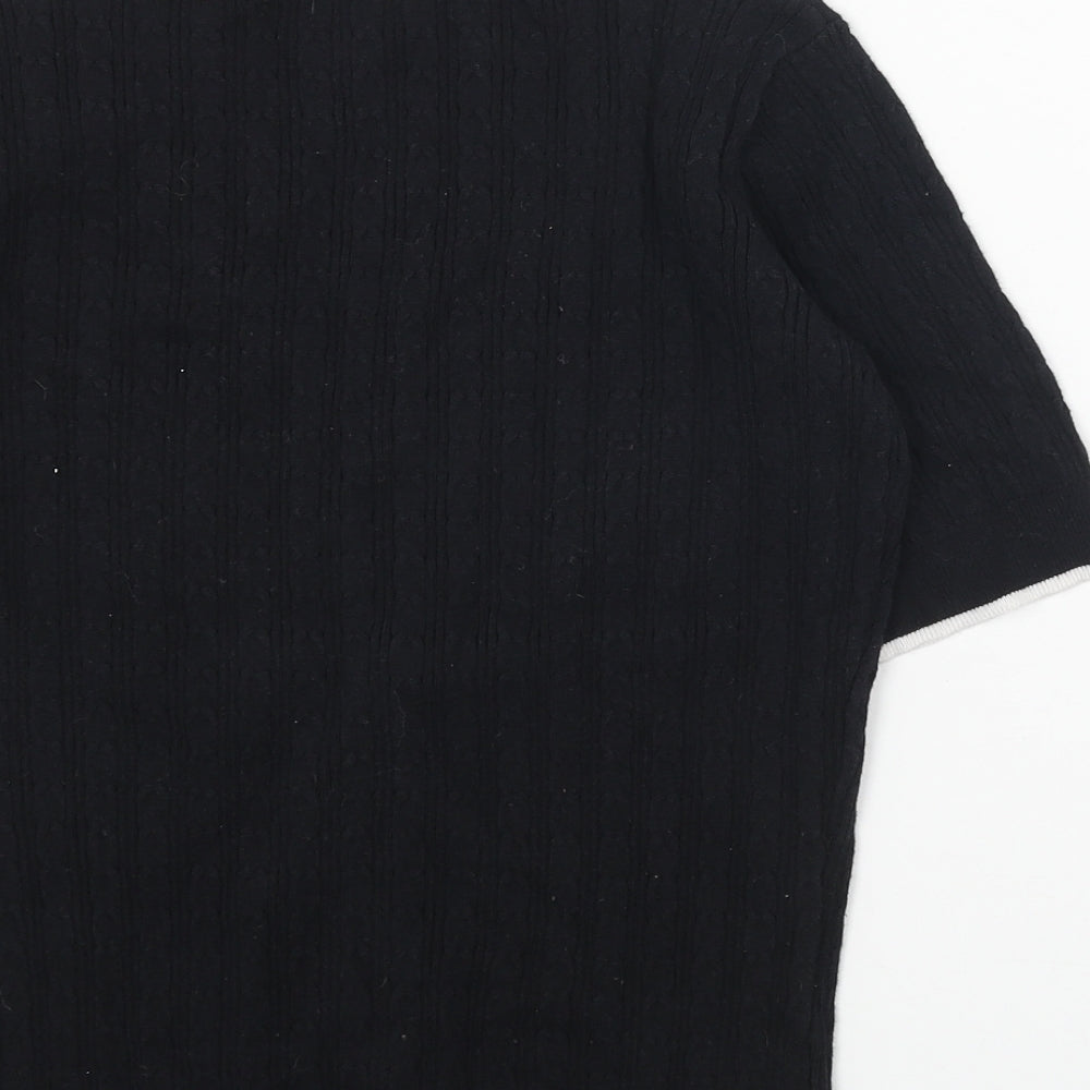 Country Casuals Womens Black V-Neck Cotton Pullover Jumper Size S