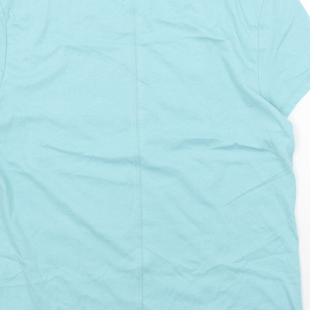 NEXT Womens Blue Geometric Cotton Basic T-Shirt Size S Round Neck
