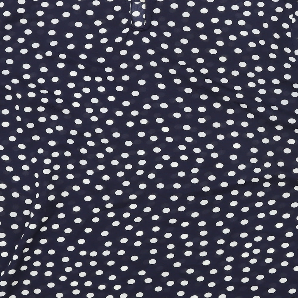 Stella Morgan Womens Blue Polka Dot Polyester Basic Blouse Size 14 Boat Neck