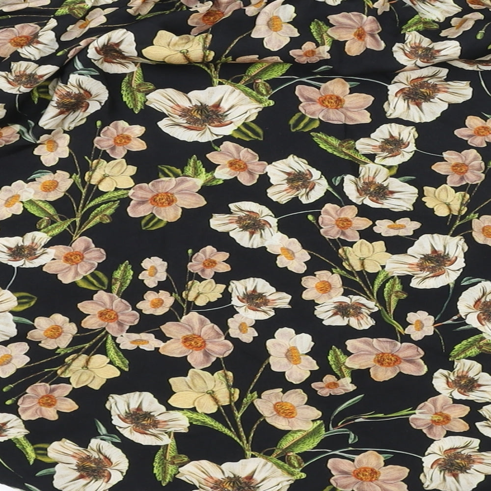 Topshop Womens Black Floral Viscose Basic Blouse Size 8 Off the Shoulder
