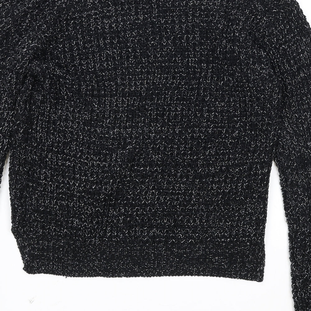 Select Womens Black Round Neck Acrylic Pullover Jumper Size 12