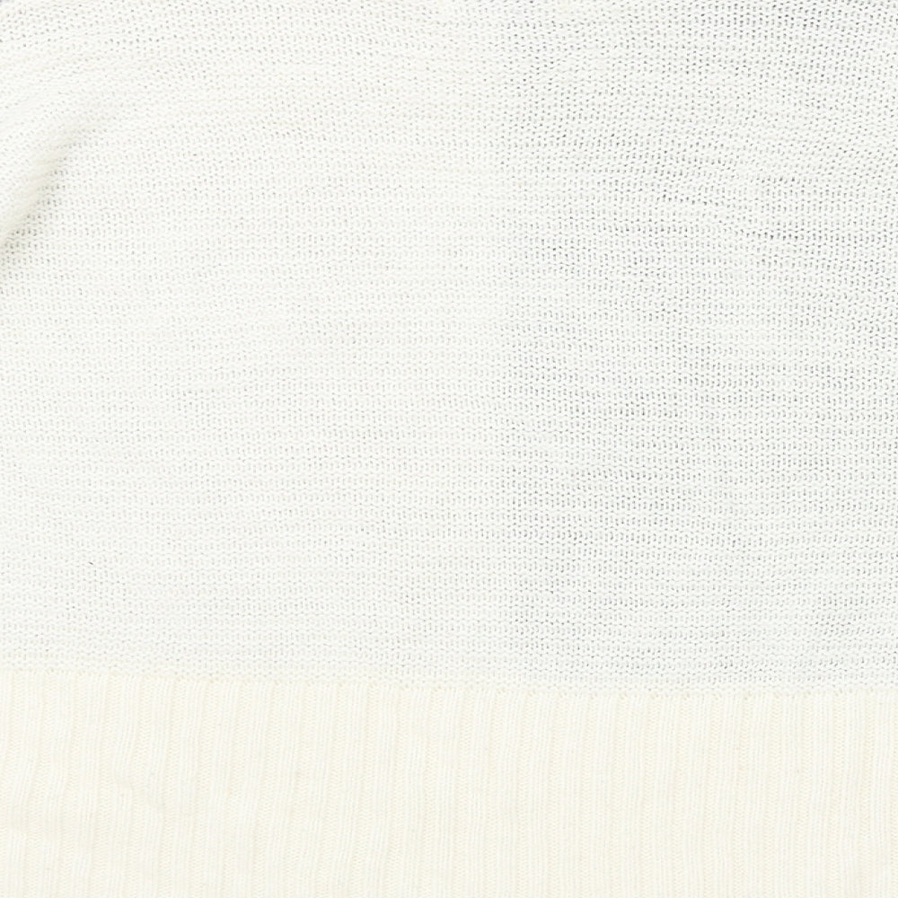 Papaya Womens Ivory Roll Neck Acrylic Pullover Jumper Size M - Colour Block