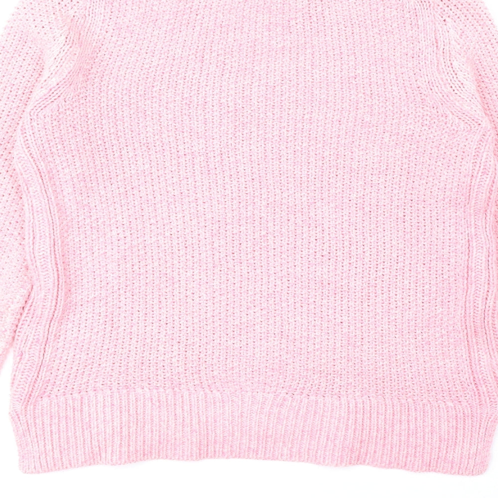 Marks & Spencer Womens Pink Round Neck Cotton Pullover Jumper Size 8