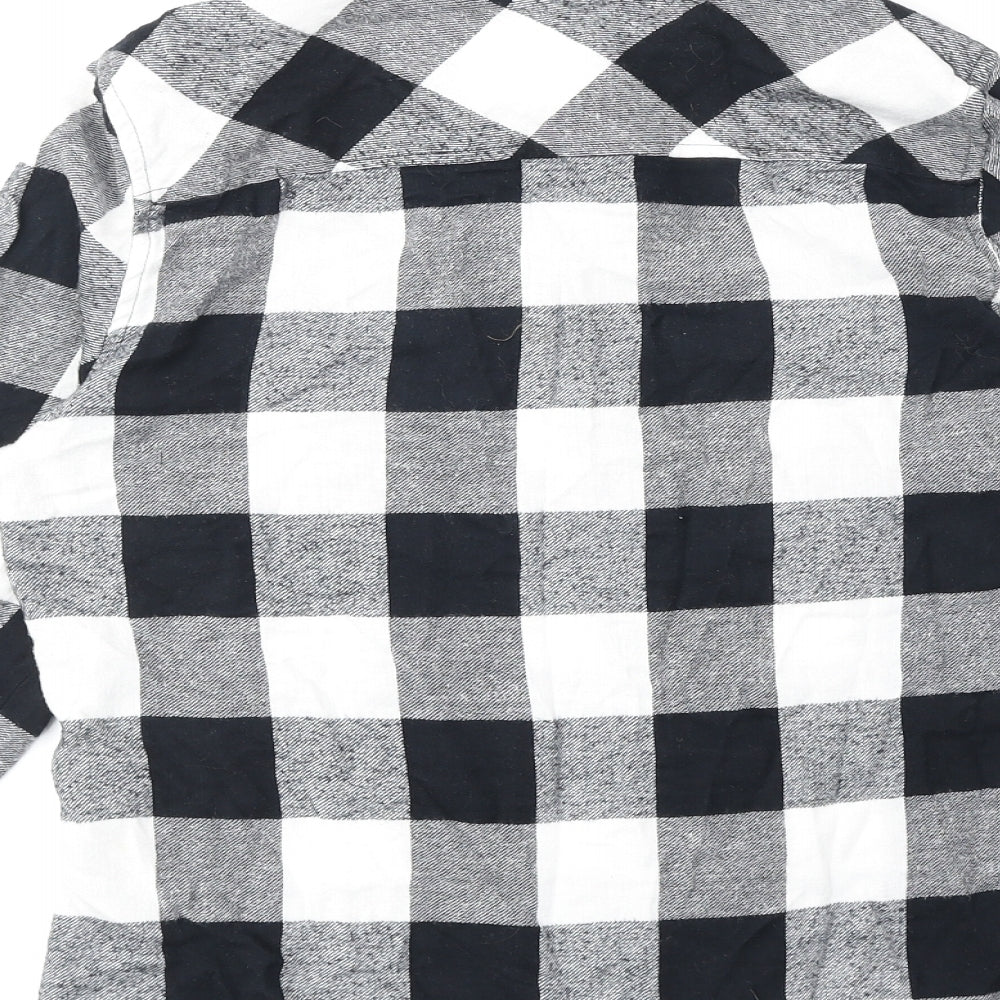 Passport Womens Black Check Viscose Basic Blouse Size L Collared