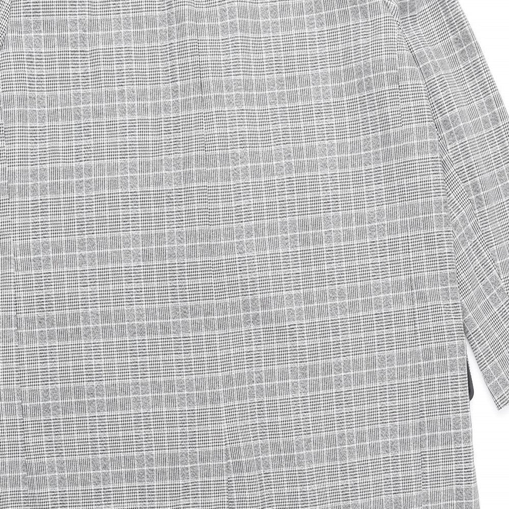ASOS Womens Grey Plaid Overcoat Coat Size 10 Button