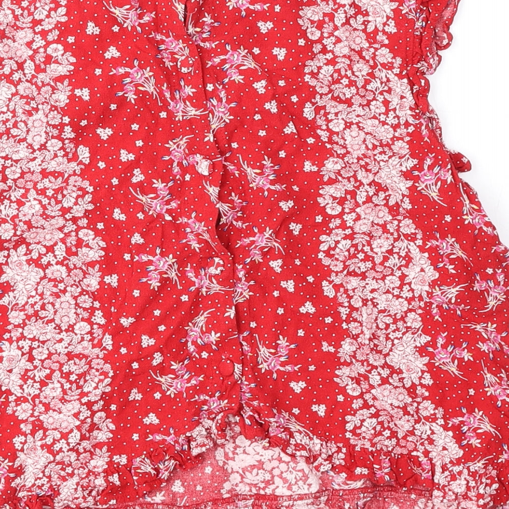 Cooperative Womens Red Floral Viscose Basic Blouse Size M Round Neck