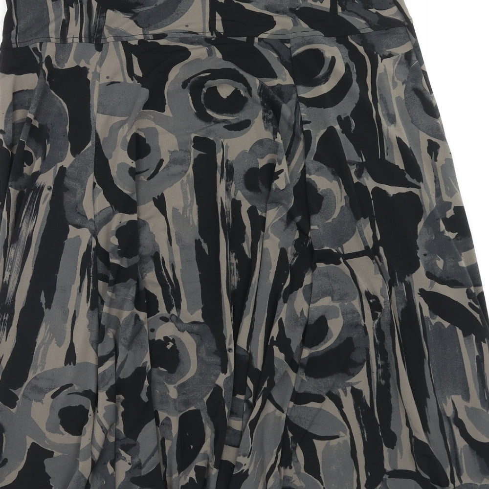 Preworn Womens Black Geometric Polyester Swing Skirt Size 34 in