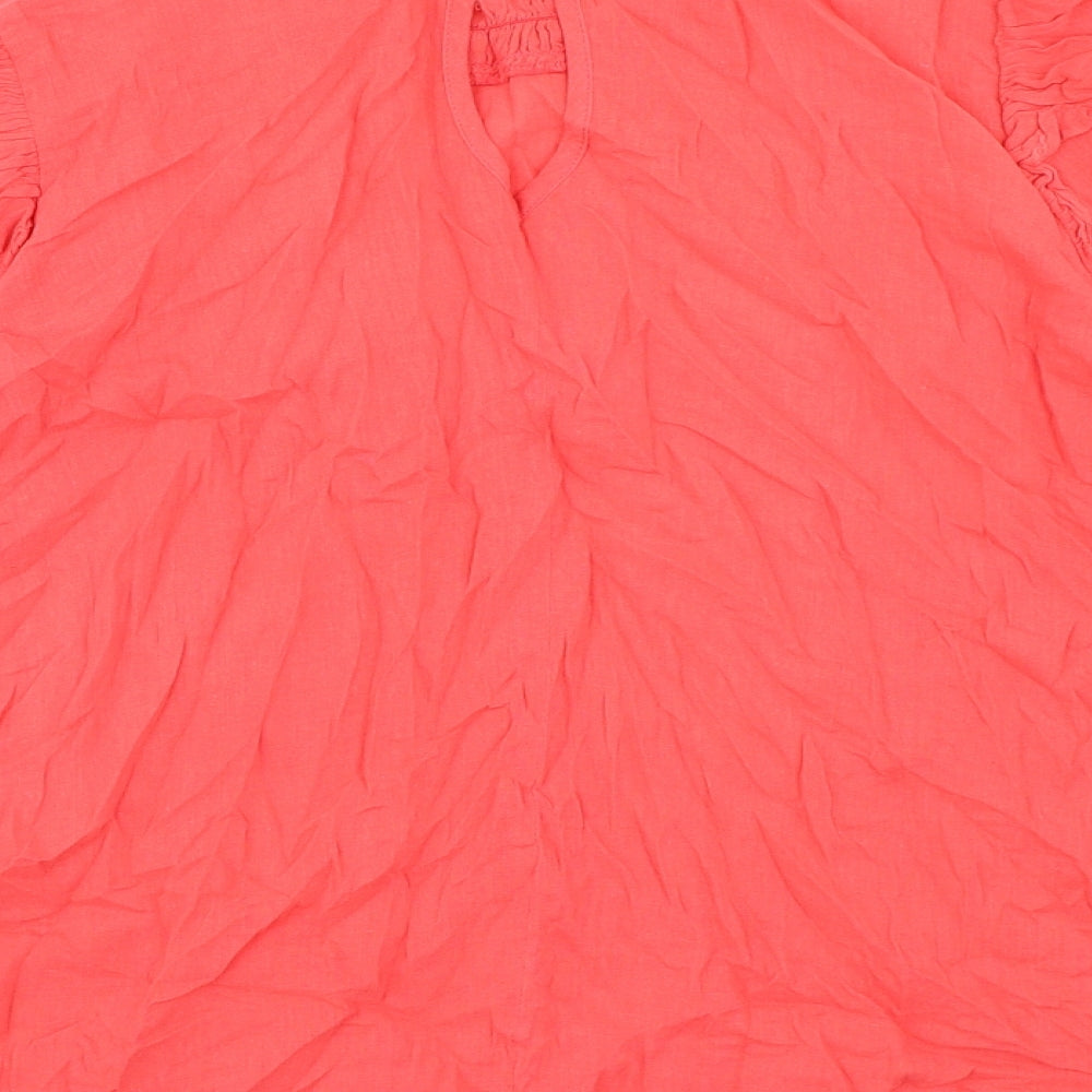 River Island Womens Pink Cotton Basic Blouse Size 8 Round Neck