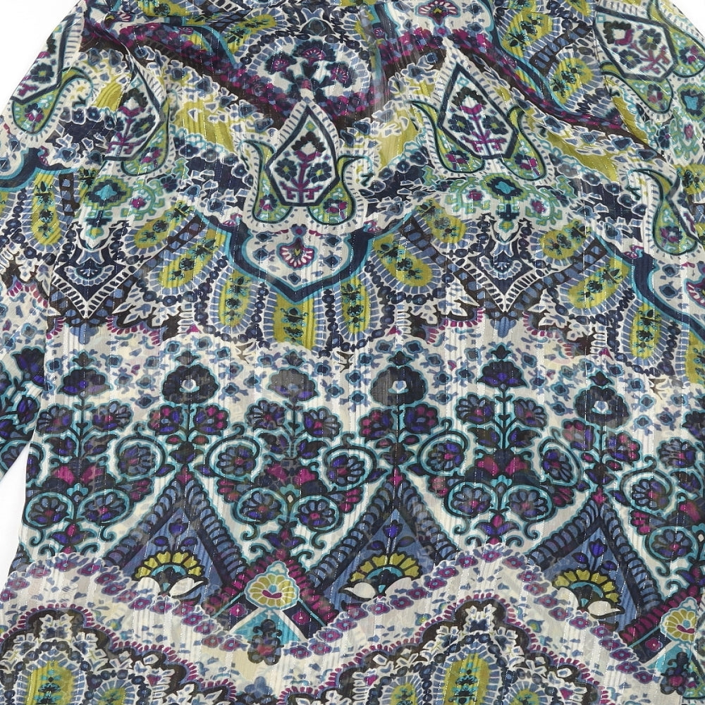 Wallis Womens Multicoloured Geometric Polyester Basic Blouse Size S V-Neck