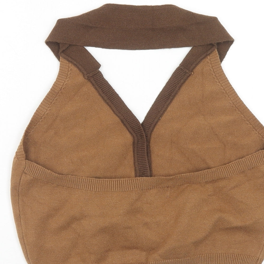 ROMWE Womens Brown Viscose Cropped Tank Size M Halter