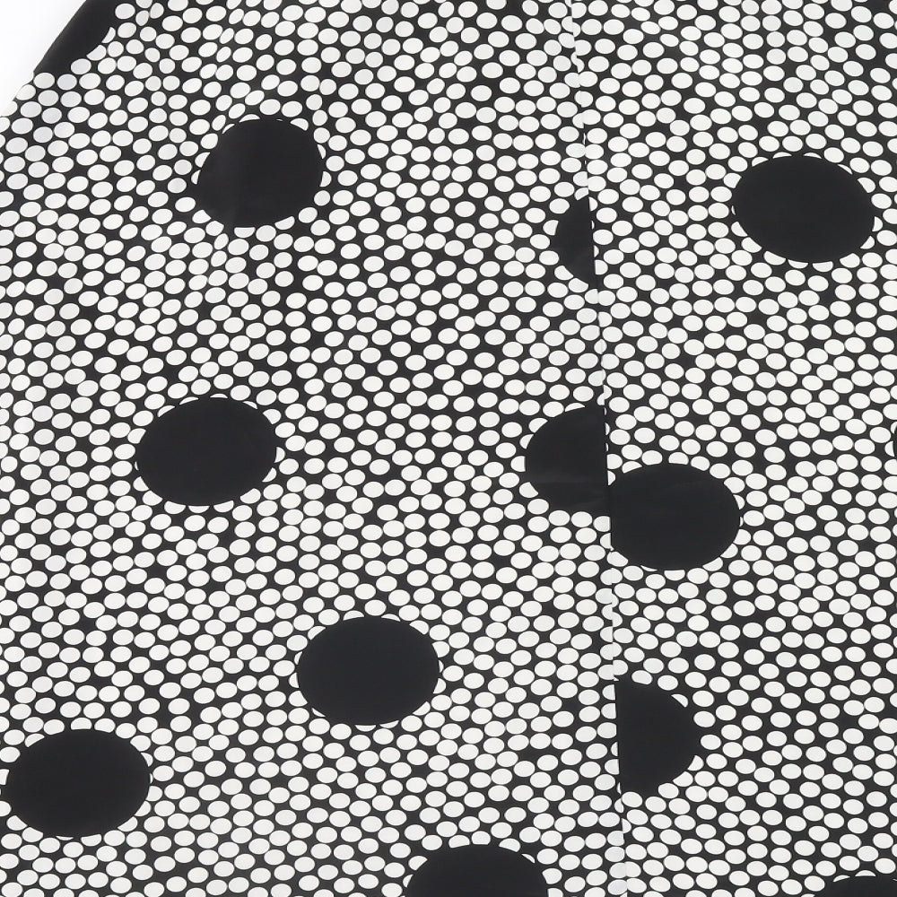 Preworn Womens White Polka Dot Polyester Swing Skirt Size 32 in Zip