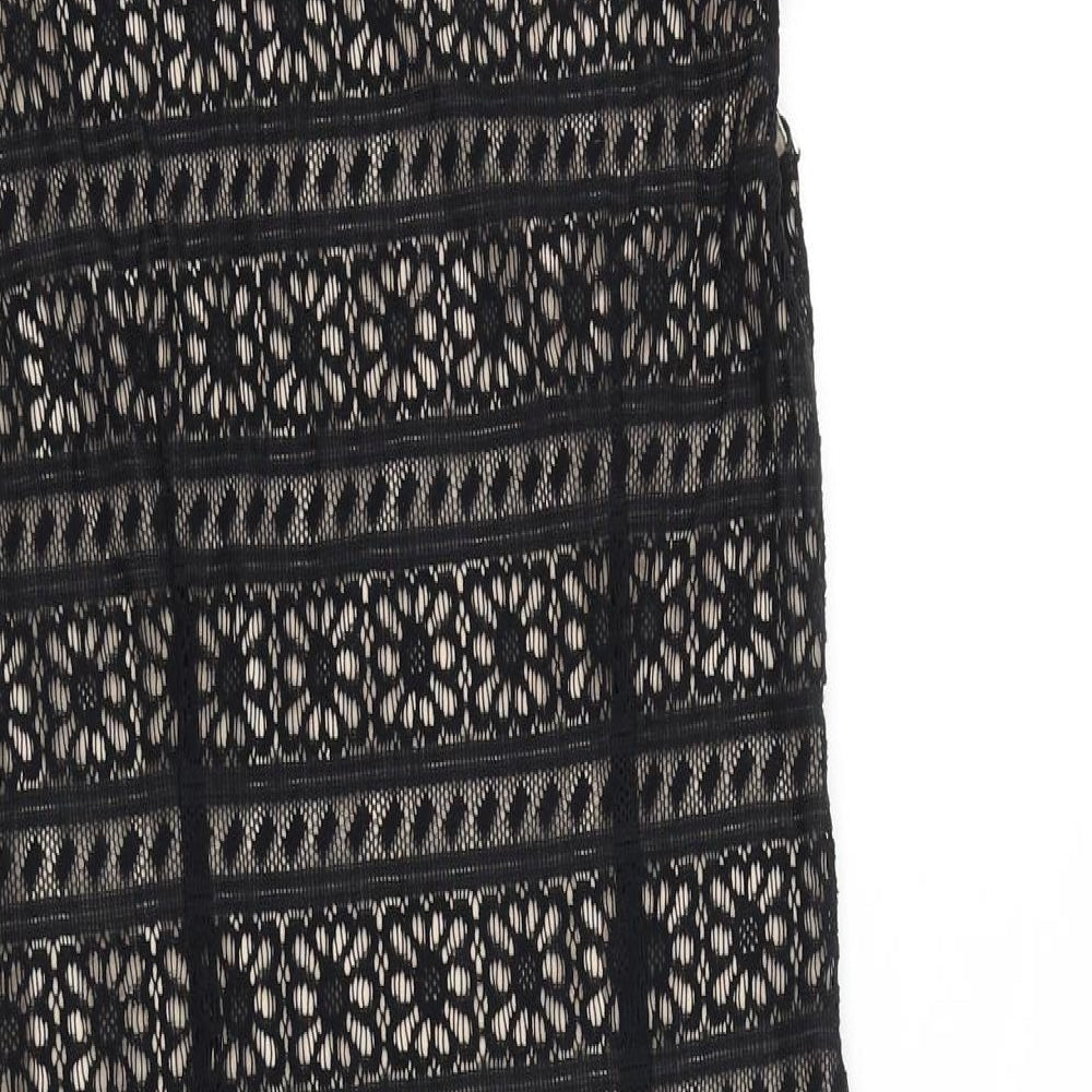 Marks & Spencer Womens Black 100% Cotton Pencil Dress Size 8 Square Neck Pullover