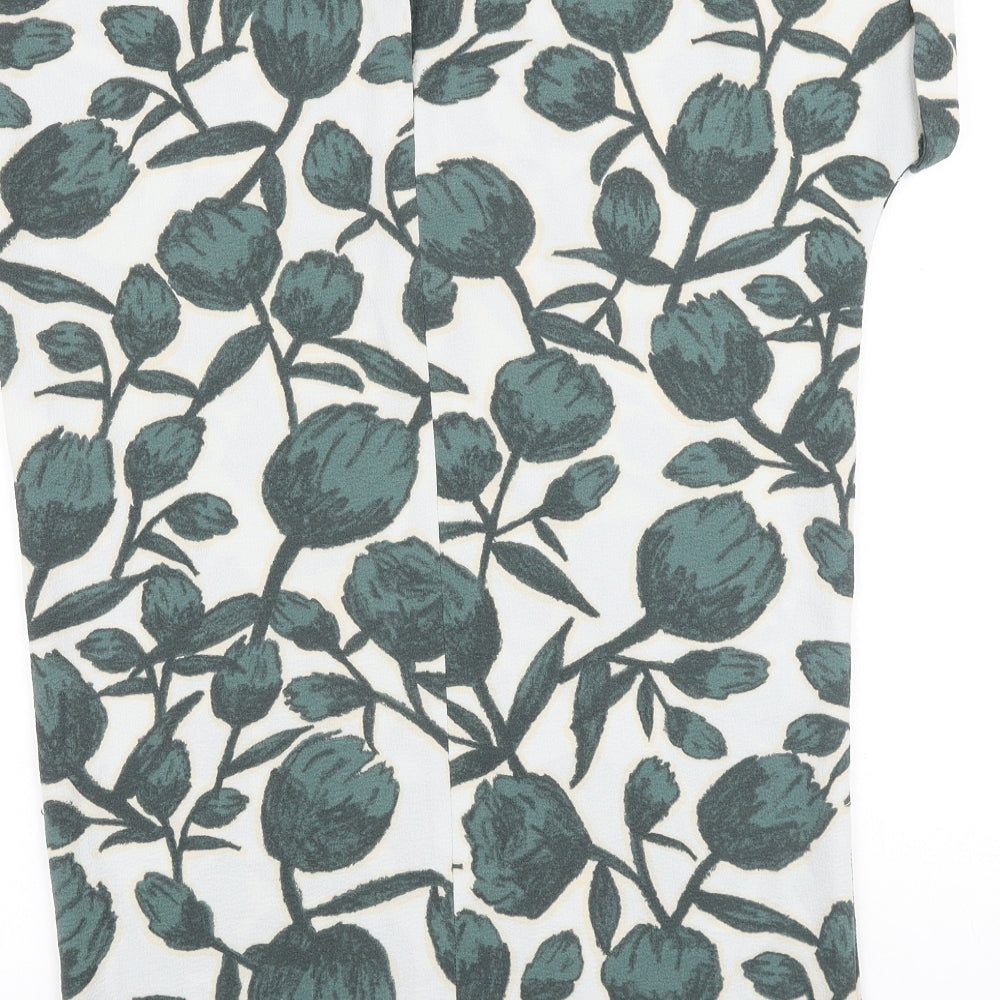 Selected Femme Womens Green Floral Viscose Sheath Size 6 Boat Neck Button