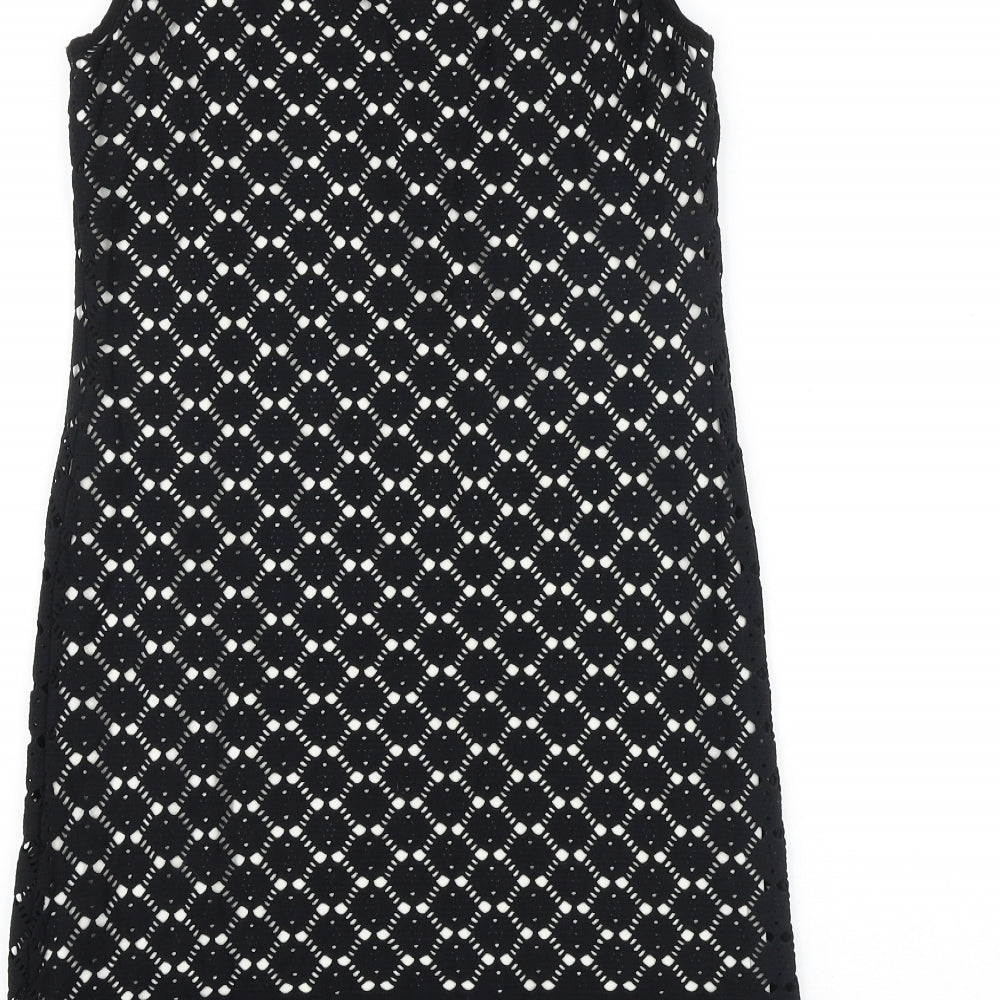 Wallis Womens Black 100% Cotton Shift Size 8 Boat Neck Pullover