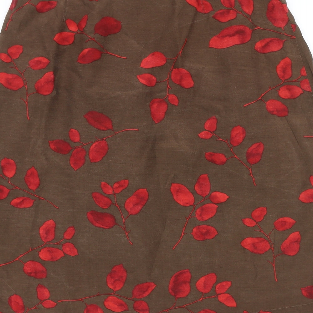 Jackpot Womens Brown Floral Cotton Swing Skirt Size 10 Zip